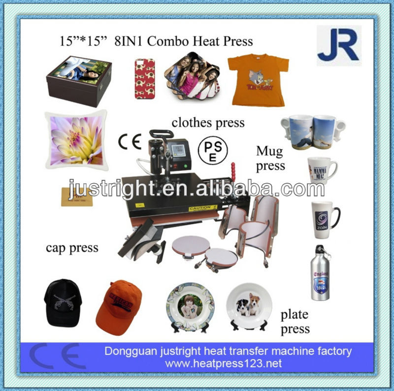 High quality 8 in 1 Multifunctional Heat Press Machine A4 CE approved heavy duty