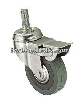 High Quality Gray Rubber Brake Wire Fixation Screw Caster Wheel