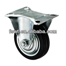 High Quality Industrial Black Rubber Fixed Casters