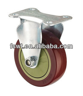 High Quality Medium Duty Polyurethane Purplish Red Single-Round Fixed Caster Wheel