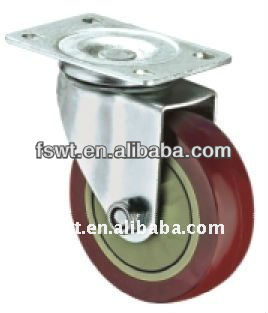 High Quality Medium Duty Purplish Red Polyurethane Single Axis Rotating Casters