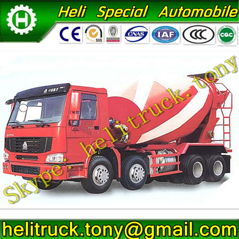 HOWO 8X4 diesel red flatheaded Concrete Mixer Truck (Emission: Euro 2, Euro 3, Euro 4; Volume: 14 cbm, 16 cbm)