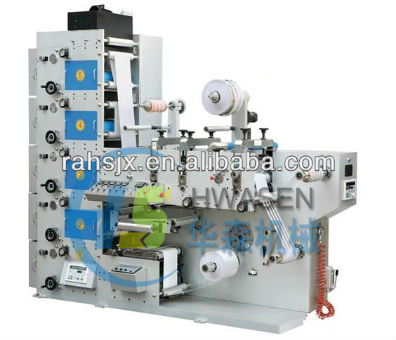 HS-BY-340 Five colors adhesive label flexographic printing machine