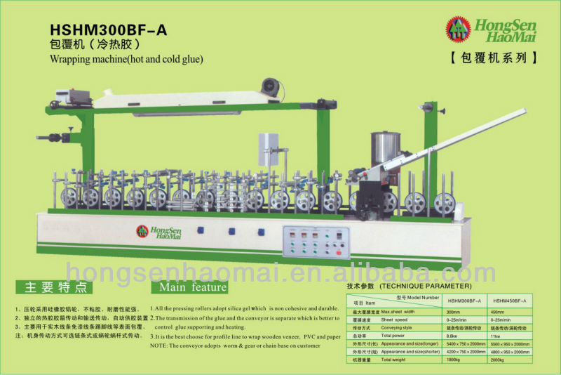 HSHM300BF-A mmulti-functional profiel wrapping machine with pvc and paper