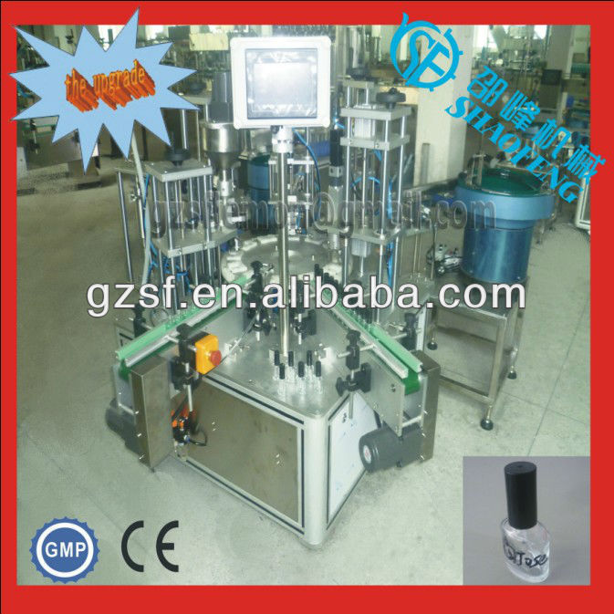 HTG-12 Fully Automatic Rotary Nail Polish Remover Filling Machine (Ball drop+filling+brush feeding+cap feeding+capping)