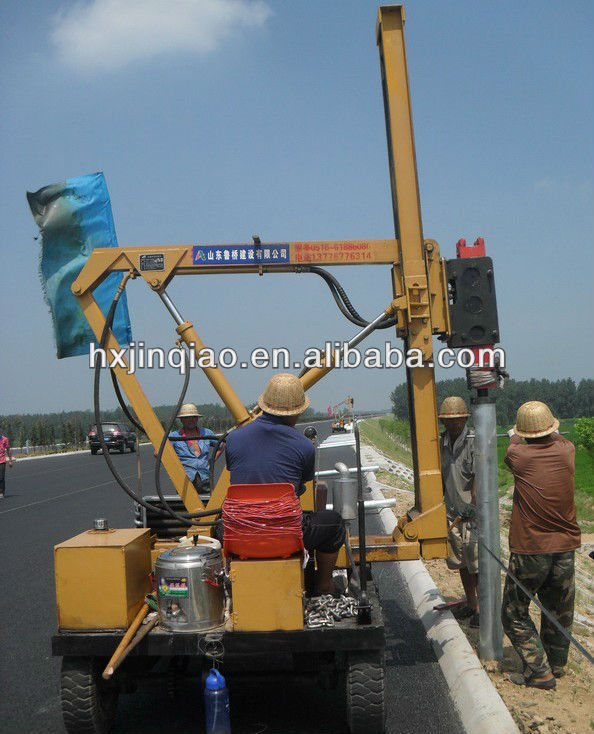 Hydraulic machine for guard rail construction