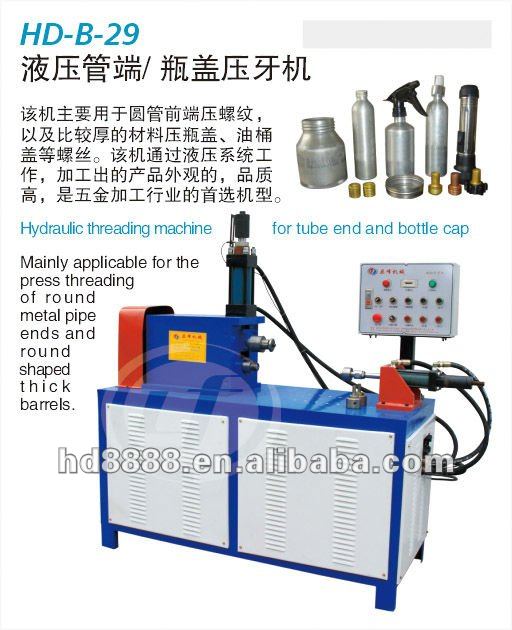 Hydraulic threading machine for tube end and