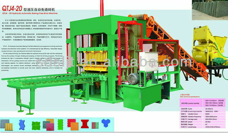 Interlocking brick making machine, Brick Forming Machine QTJ4-20/concrete block machine/brick making machine