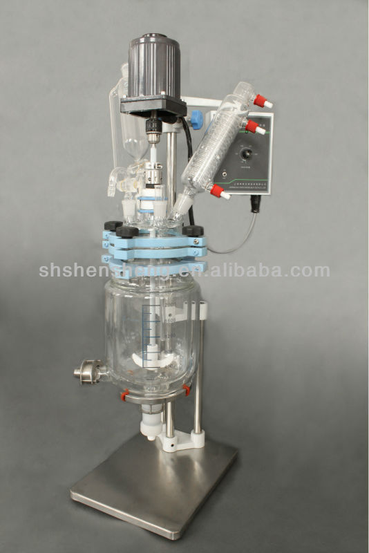 JR-S2 2L Lab Glass Reactor, PTFE Valve, Borosilicate Condenser