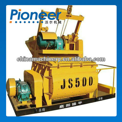 JS500 big concrete mixer with hopper