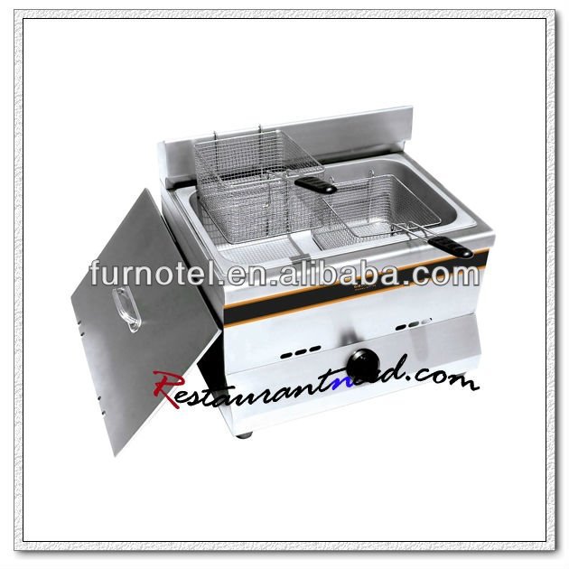 K574 Stainless Steel 1 Tank 2 Baskets Gas Deep Fryer