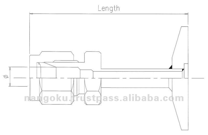 KF-50 vacuum stainless steel flange and 12.7mm flareless joint connectors.