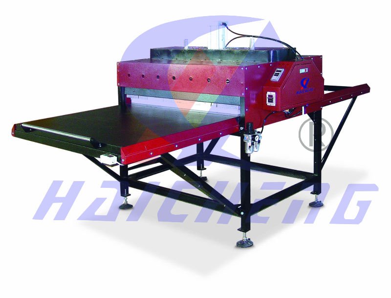 large size pneumatic double stations heat press machine on polyester fabric