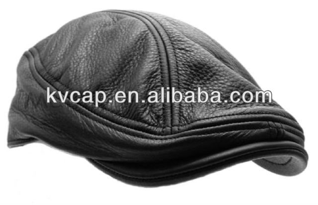 Leather IVY cap Gatsby Mens Newsboy hat Golf black flat driving s m l xl..