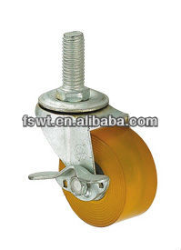 Light Duty Biaxial Polyurethane Screw Swivel Caster Wheel With Brake