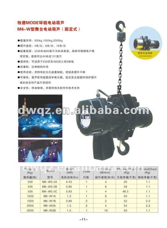 M6-W stage electric chain hoist