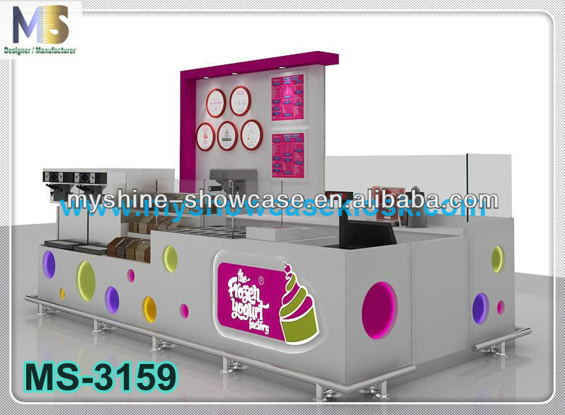 Mall Retail Frozen Yogurt Ice Cream Kiosk Design For Sale