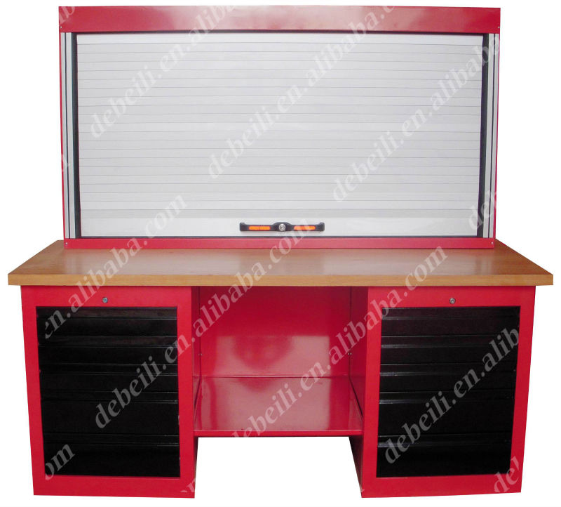 Metal garage workbench, Steel work table, Steel workbench with drawers AX-3120-B1