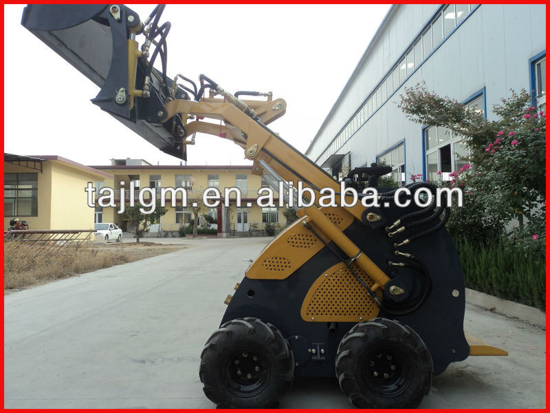 mini skid steer loader,with 21/23hp imported engine,with different attachment:auger,fork,bucket,etc