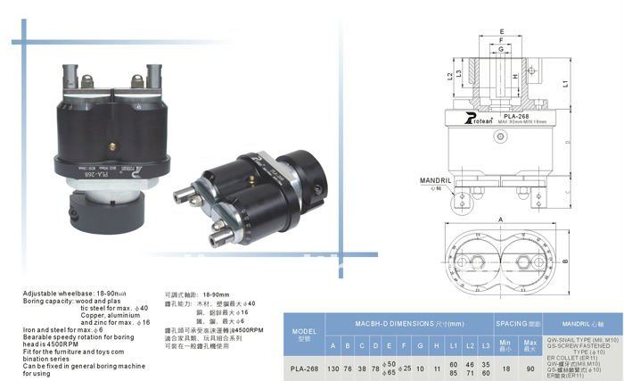 multi-boring heads for woodworking drilling machine