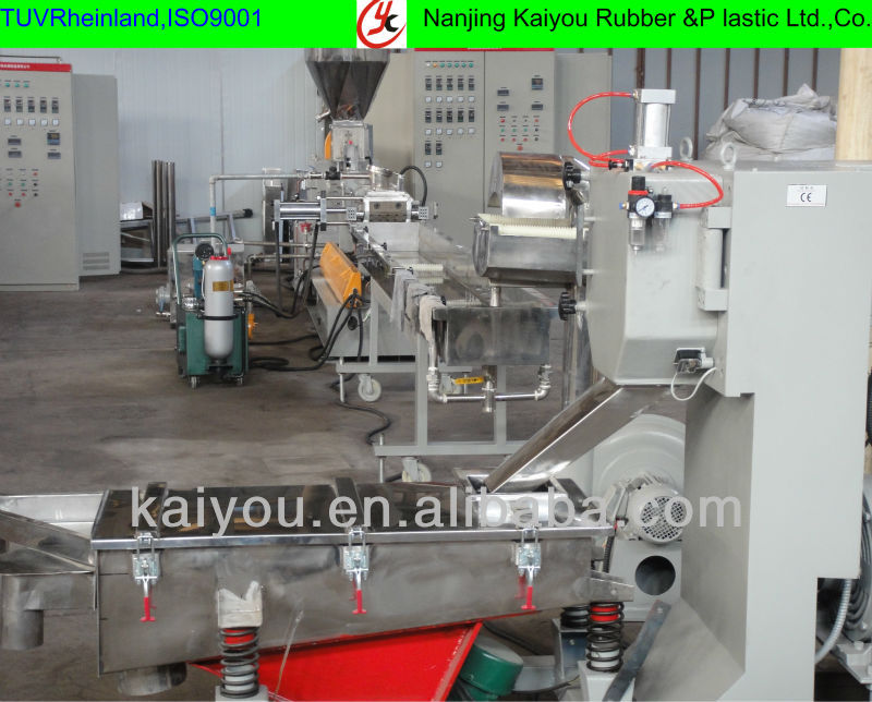 Nanjing Kaiyou Brand KY-50 and KY-65 Twin Screw Pelletizing Line for recycled PET crushed