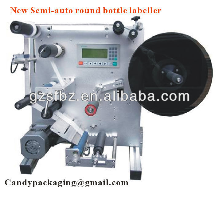 New semi-automatic round bottle labeling machine