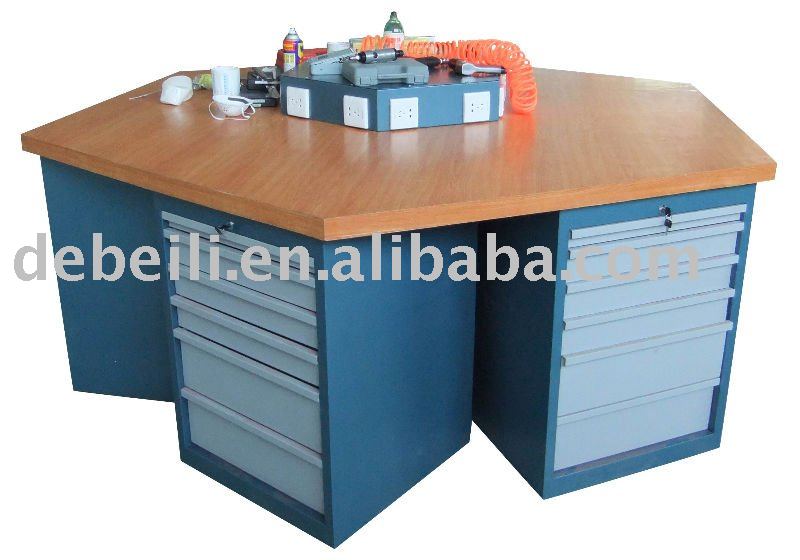 OEM industrial wood top steel hexangular workbench AX-3330