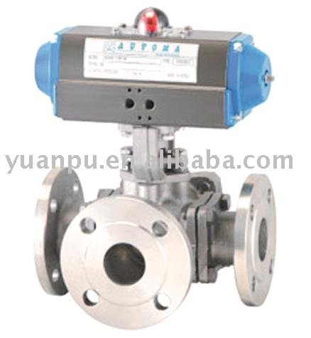 On-Off 3-Way Flanged Ball Valve-Double Acting