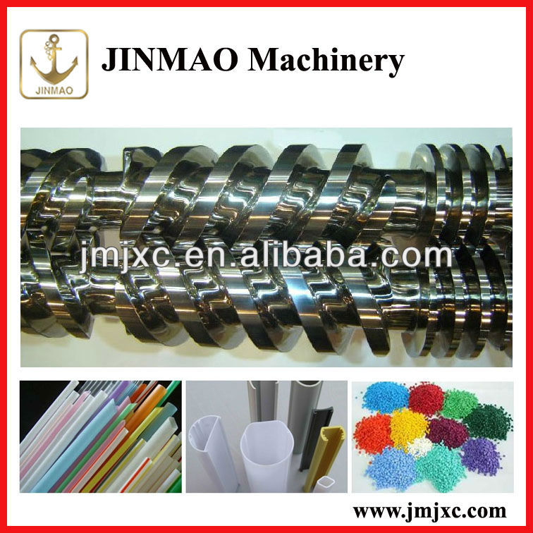 Parallel plastic extruder screw and barrel