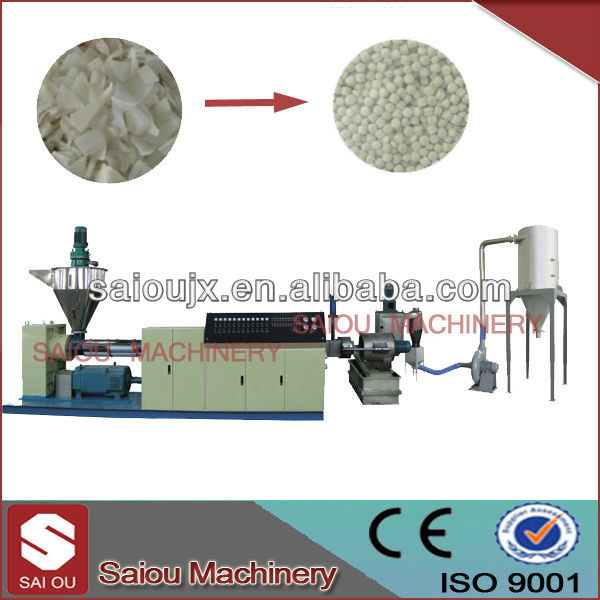 PE bottle flakes waste plastic granulating line