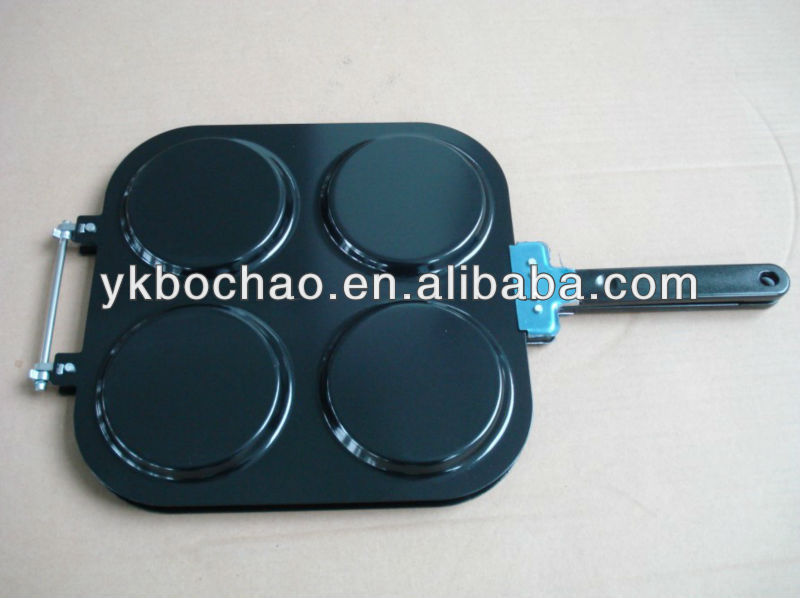 Perfect quick 4 four holes cups / circles / rounds carbon steel fluffy pancake maker pan as seen on TV