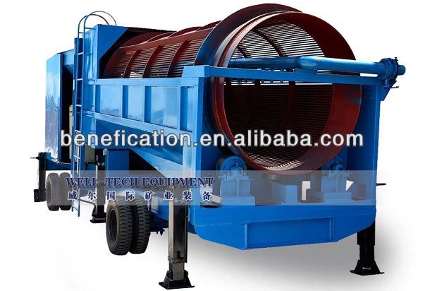 Placer gold mining plant mobile trommel screen