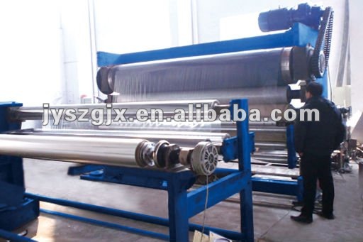 plastic PP/PE/PVC film three bowls/rolls embossing machine