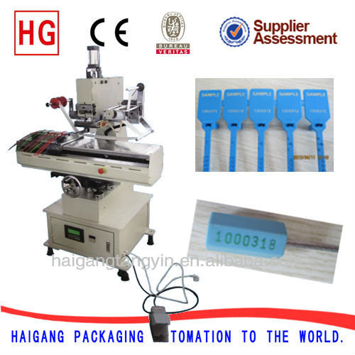 Plastic seals hot foil stamping machine