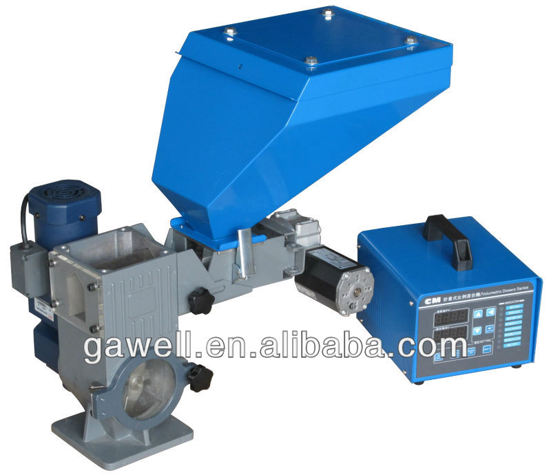 Plastic volumetric doser for injection machine & mixing device & blender for dosing in masterbath & volumetric doser color