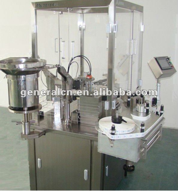 plunger rod screwing and labeling machine for syringes