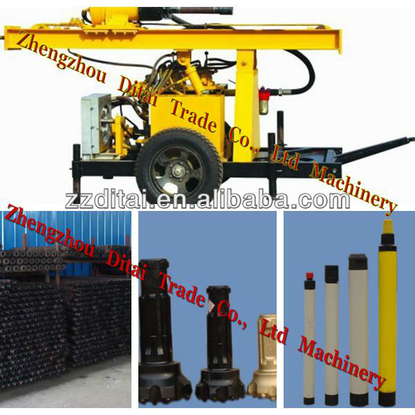 Portable percussion DTH rigs specially designed for well drill up to drill 150m high drill speed with air compressor