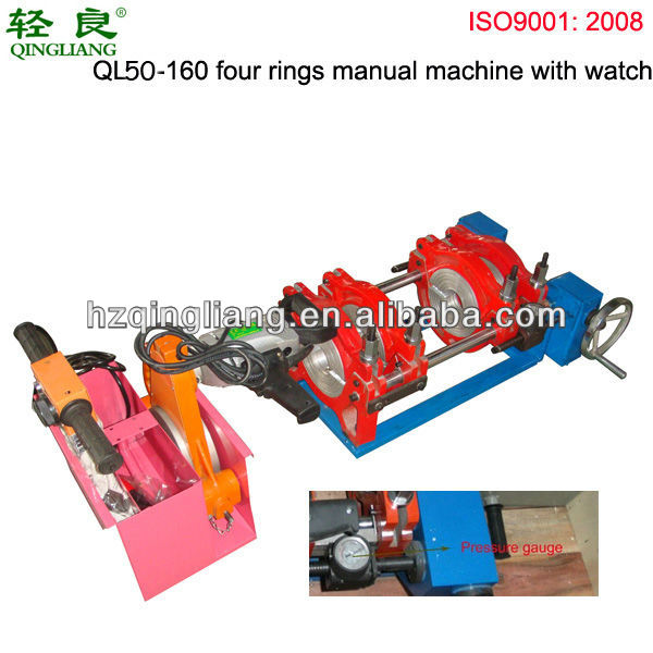 QL160 pe pipe manual butt welding machine with pressure gauge