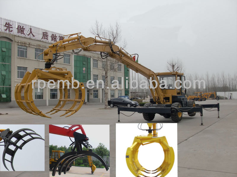 rubber tire excavators,8t mini multi-functional X-80 Special Timber Grabbing Hydraulic Wheel Excavator for sale