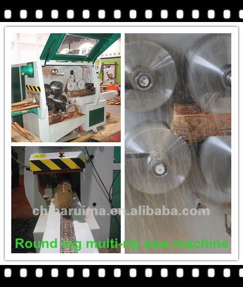 RUIMA Round Log Multi-rip Saw Machine cutting wood into pieces MJ-1424