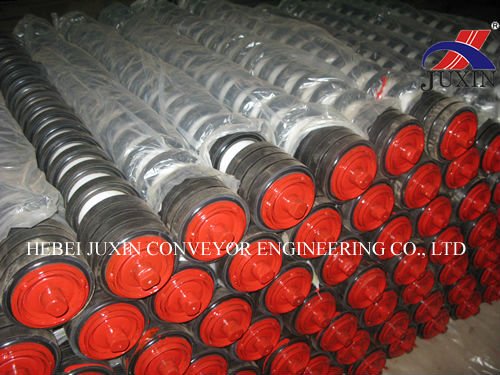 S.A.Carrier Idler Roller,Return Roller with Rubber Ring,Impact Roller,Conveyor Trough Idler Roller