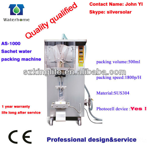 Sachet Water Packaging Machine,Automatic Liquid Pouch Packing Machine, Pouch Filling Machine(AS-1000)