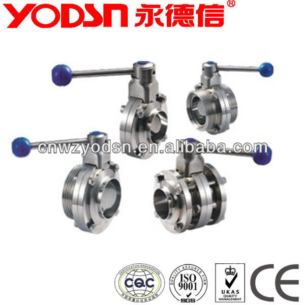 sanitary stainless steel hygeian clamped butterfly valve