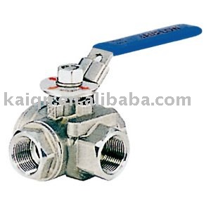 Sanitary threaded triplet ball valve