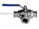 Sanitary three piece quick install ball valve