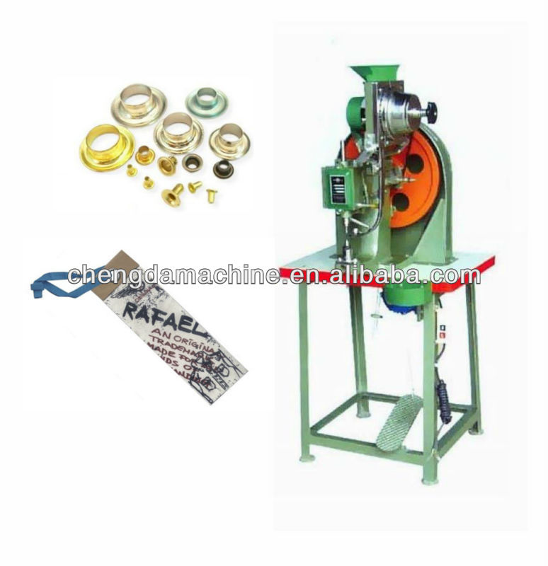 Semi-automatic hang tag eyeleting machine