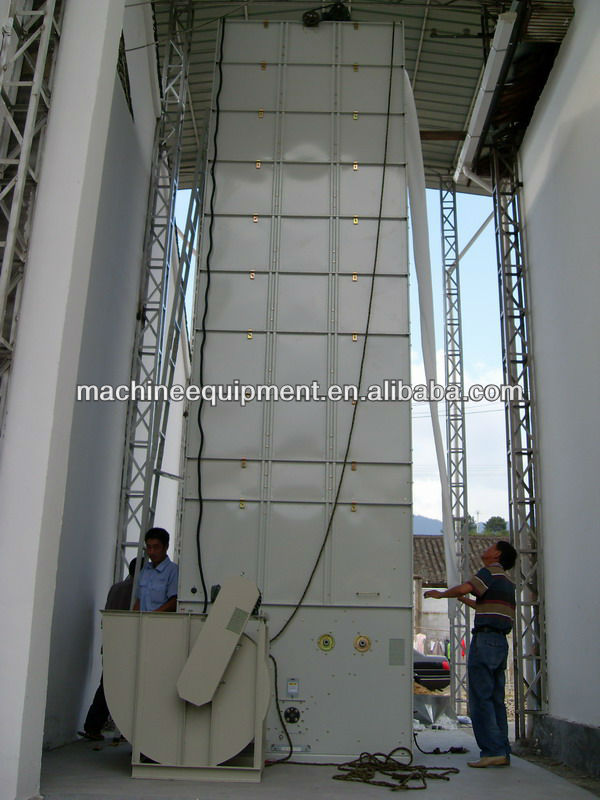 Small fixed grain dryer with biomass stove for fuel