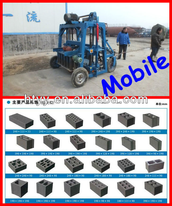 Small no pallet mobile hollow block machine