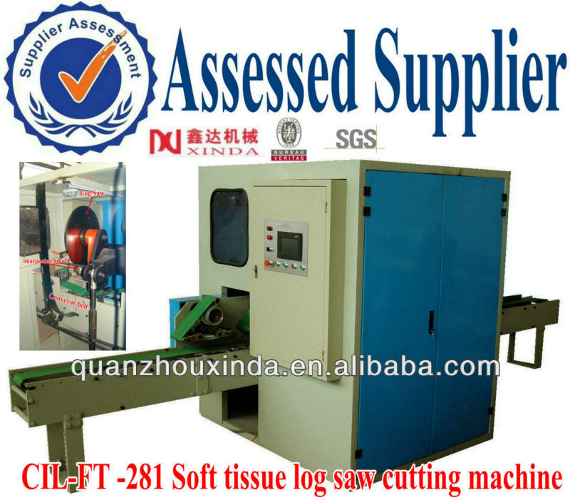 Soft tissue paper log saw cutting machine