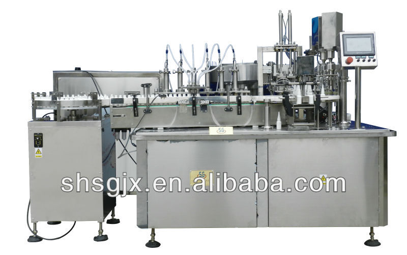 Spray washing filling stoppering capping and labeling production line